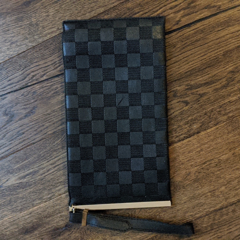 Black Checkered Wristlet/Clutch